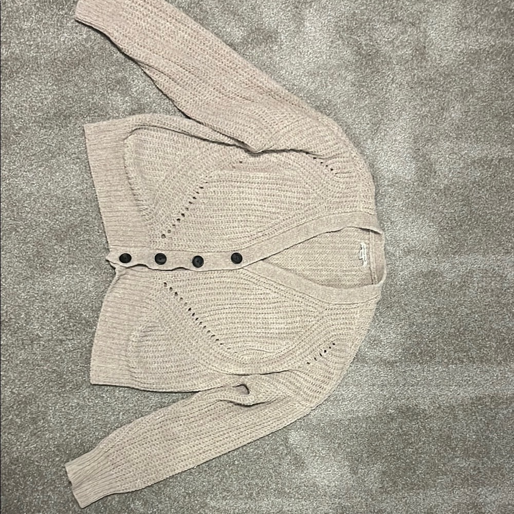 American Eagle Outfitters Cream Cardigan Sweater Classic Knit